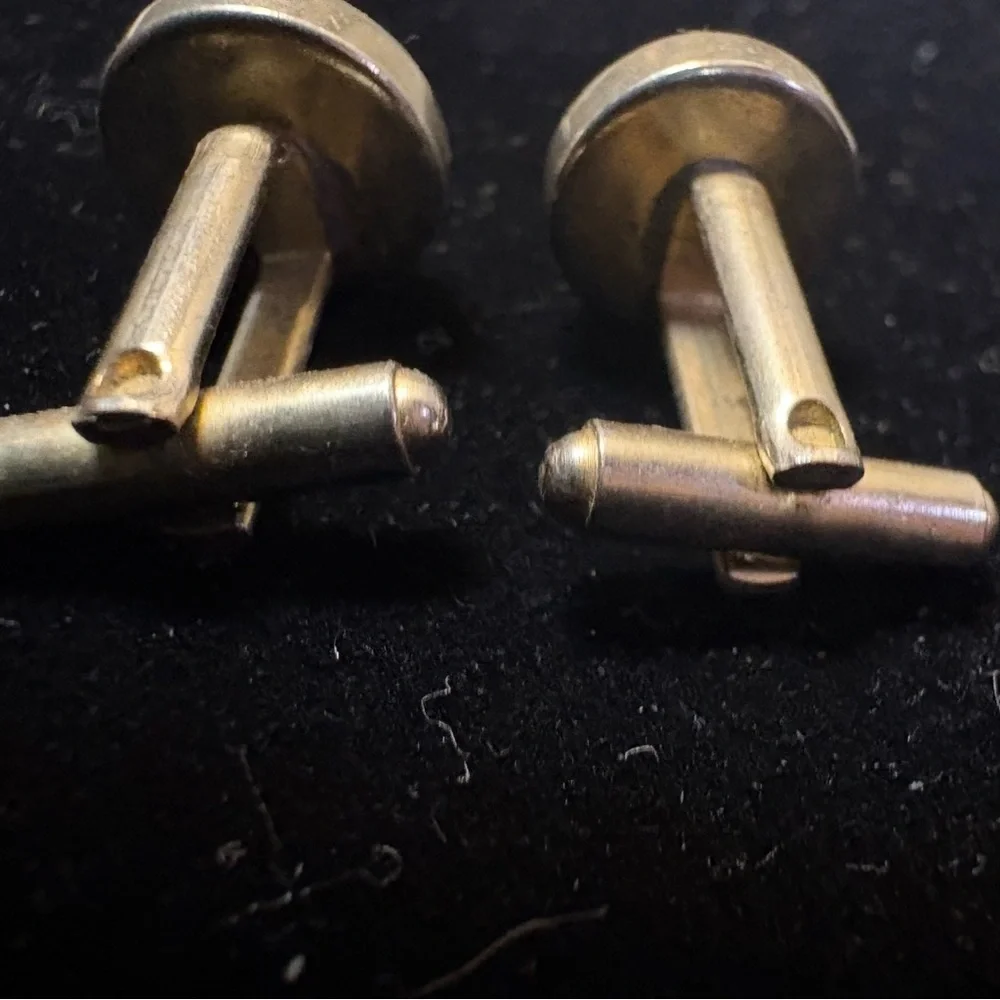 Vintage Anson Sun Yellow Gold Tone Cuff Links Cufflinks